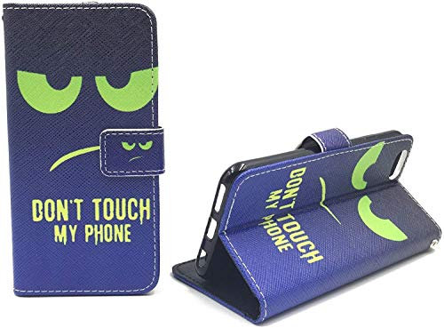 König Design Handyhülle Kompatibel mit Apple iPhone 6 / 6s Handytasche Schutzhülle Tasche Flip Case mit Kreditkartenfächern - Don't Touch My Phone Grün Dunkelblau