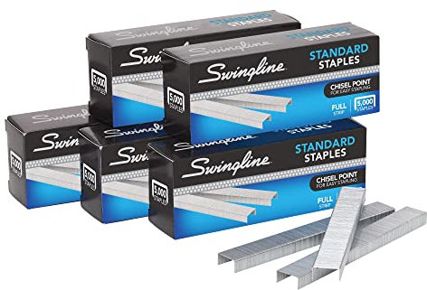 Swingline Heftklammern, 5er-Pack, Standard-Heftklammern für Desktop-Hefter, 6,3 mm Länge, 210/Streifen, 5000/Box (35101)