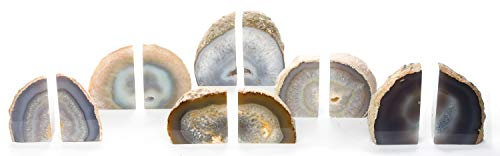 DesertUSA Achat Buchstützen Polierte Geode Buchstützen Kristall Buchstützen Buchstützen aus Stein Dekorative Buchstützen Home Decor (Natürlich 0,9-1,6 kg)