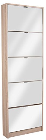 Schuhschrank Siri, Sonoma Eiche, mit Spiegel, Schuhkipper, 5 Klappen