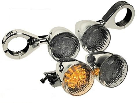 Motorrad Licht Scheinwerfer LED Harvey Chrom klar Zusatzscheinwerfer Nebellicht geeignet für Chopper, Cruiser und Cafe Racer mit passendem M6 Gewinde BZW. Adapter