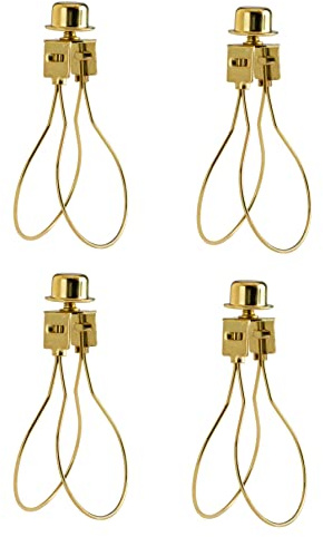 Creative Hobbies® 4 Pack -Lamp Shade Light Bulb Clip Adapter Clip on with Shade Attaching Finial Top, Gold Color