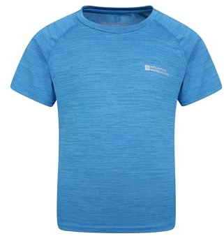 Mountain Warehouse Plain Field Kids Tee - Lightweight T-Shirt, Breathable Top, High Wicking - for Spring Summer & Travel Cobalt (01) Kids Size 7-8 Years
