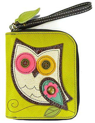 CHALA Reißverschluss um Brieftasche - Eule Senfgelb