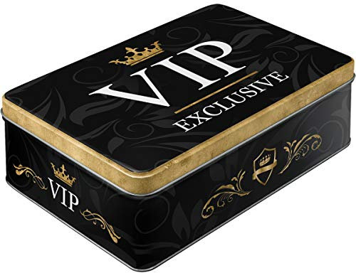 Nostalgic-Art Retro Vorratsdose Flach, 2,5 l, VIP Exclusive – Geschenk-Idee für besondere Menschen, Blech-Dose mit Deckel, Vintage Design