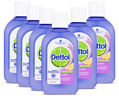 Dettol Disinfectant Liquid, Lavender and Orange Oil, Multipack of 6 X 500ml, Total 3L, Floor Cleaner Liquid, Wood Floor Cleaner Liquid, Alcohol Disinfectant, Antibacterial, Disinfectants