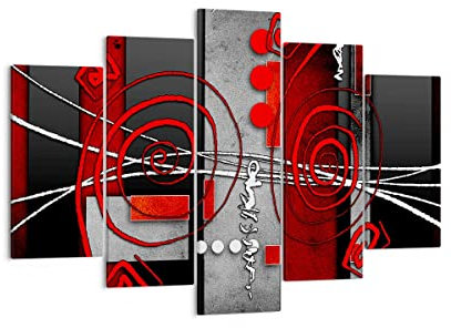 Bilder auf Leinwand 150x100cm Leinwandbild Grafik geometrische figuren kreis Groß XXL Wanddeko Bild Schlafzimmer Set 5 teilige Wandbilder Dekoration Wohnzimmer Canvas Kunstdruck Art EA150x100-0599