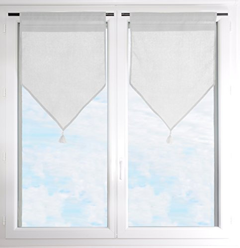 Lovely Casa Donna Paire Brise BISE Voilage, Charme, Gris, 60 cm x 90 cm