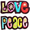 Aufnäher Love + Peace Patches Aufbügler 2 er Set jeweils 10.5 x 5 cm