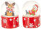 Dekohelden24 Mini-Schneekugel Weihnachtselch/Schneemann im 2er Set, Maße H/B/Ø Kugel: ca. 5 x 3,5 cm/Ø 3,5 cm.