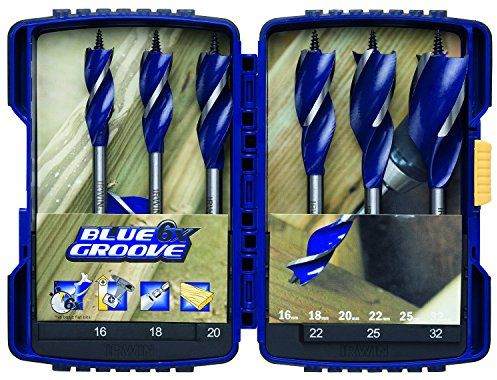 Irwin Blue Groove 6X Holzbohrer-Satz 16, 18, 20, 22, 25, 32 mm 6-teilig, 3 Schneiden mit Sporne, 10506628