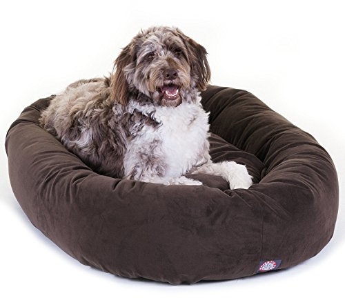 Majestic Pet Suede Calming Dog Bed, 52 in X-Large Round Washable, Chocolate