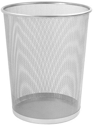 OSCO Silver Wiremesh Waste Bin | Circular Trash Can | Waste Paper Basket | Recycling Container | Office | Home | Bathroom | H35 x W30 x D30 cm |
