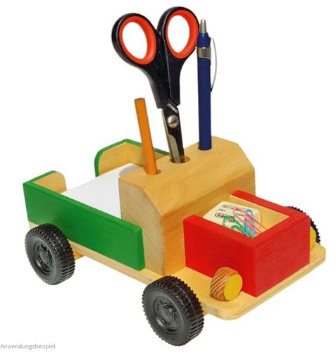 matches21 Notizblockhalter & Stiftehalter LKW Holz Bausatz f. Kinder Werkset Bastelset ab 10 Jahren