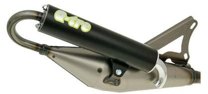 TECNIGAS Auspuff Q-Tre für Piaggio | Q-TRE als Nachfolger des TECNIGAS TREK; für 50ccm Zylinder, auch 70ccm Sportzylinder; schwarzer, zerlegbarer Endschalldämpfer