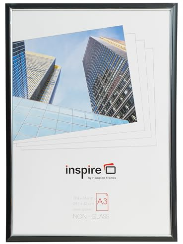 Hampton Frames EASY LOADER Poster Certificate Photo Frame Acrylic (Non Glass) Black A3 (30x42cm) EASA3BKP