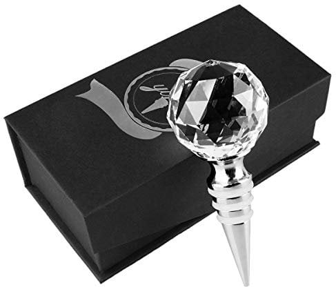 YINUO HJSR0001 Metal Diamante Cristallo Palla Tappo Della Bottiglia Vino Salva Vino Con Pacco Regalo Per il Regalo Di Natale (Cristallo Pulire)