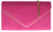 Girly Handbags Womens Faux Suede Clutch Bag Envelope Metallic Frame Handbag Fuchsia