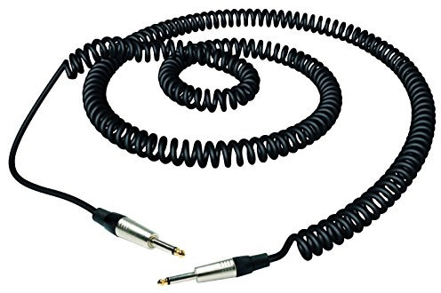RockCable RCL 30206 D6 C Elastic Coiled Instrument Cable, straight - straight 20ft, black