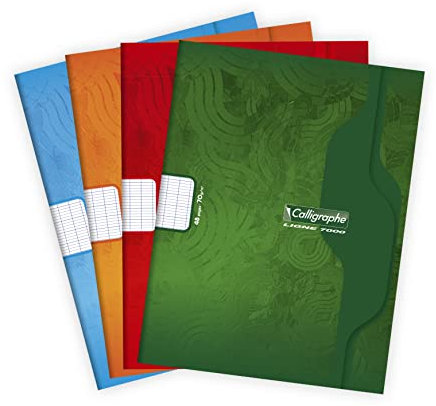 Calligraphe 7004C Un Cahier Agrafé (une Marque de Clairefontaine) - 17x22 cm - 48 Pages Grands Carreaux - Papier Blanc 70 g - Couverture Carte Offset - Couleur Aléatoire