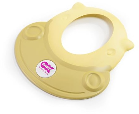 OKBABY Hippo Bade-Spritzschutz - Komfortabler Wasserschutz - BPA-freies Material - Schützt Augen und Ohren vor Wasser - Für einen Kopfumfang von 18 bis 20 Zoll, Gelb