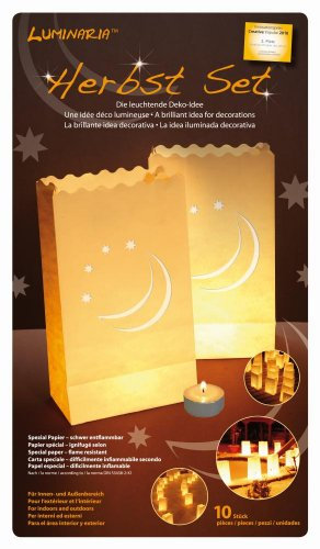 Luminaria Mond und Sterne - 10 große Dekolicht-Tüten - Orginal Lichttüten