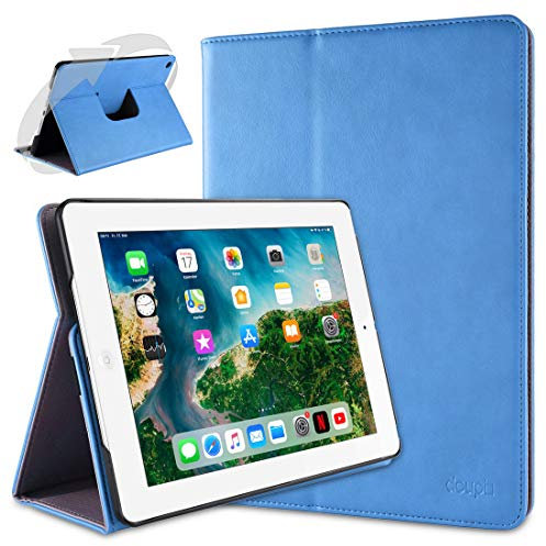 doupi Deluxe Custodia per iPad 2 3 4, 360 Gradi Rotable Protezione con Smart Funzione Sleep/Wake Up Etui Stare in Piedi Protettiva, Blue