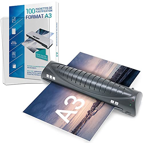 Texet A78211-21-29V Plastifieuse Pro avec 100 feuilles A4 + 100 feuilles A3 Noir