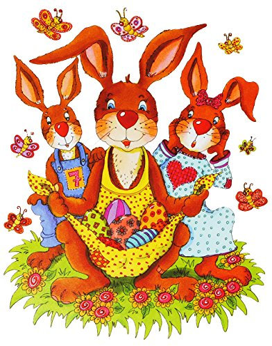 alles-meine.de GmbH 3 versch. Bögen Fenstersticker - Osterhase & Ostereier - Nostalgie - statisch haftend - selbstklebend + wiederverwendbar/Frühling & Ostern - Hasen - S..