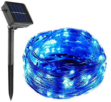 100LED Luci Stringa Solare, KEEDA Rame Fili Luci Stringa Luci, Catene Luminose Solari, Luce Energia Solare per Esterno Giardino Feste Natale-Blu