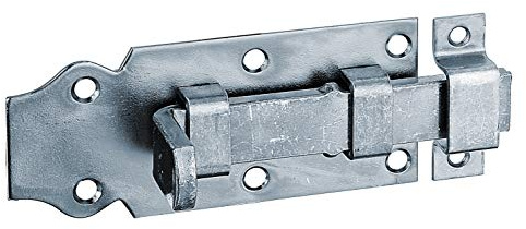 Alberts 134402 Türriegel | gerade, mit flachem Griff und befestigter Schlaufe | galvanisch verzinkt, dickschichtpassiviert | Platte 100 x 44 mm