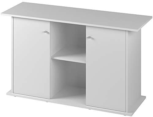 Ferplast Mobile supporto per acquario STAND DUBAI 120 con ante e ripiani, Piedini regolabili, Piano resistente all'acqua, 121 x 41 x h 73 cm, Legno Bianco