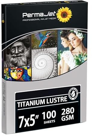 PermaJet Titanium Lustre 280gsm | 7 x 5 100 Sheets | Metallic/Lustre Photo Inkjet Paper