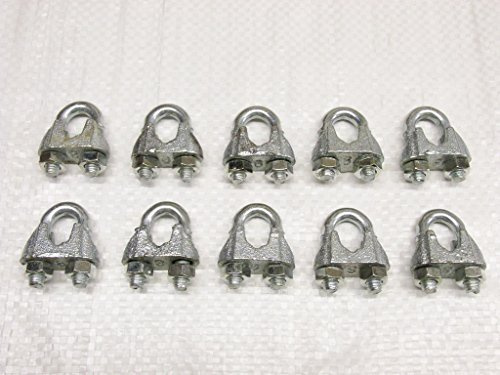 3MM Wire Rope Grips x10 (DIN741 Galvanised Commercial Cable Clamp Bulldog Clip)