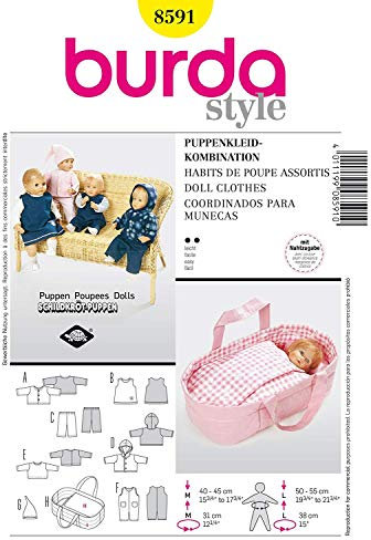 Burda Schnittmuster 8591 Puppenkleidung 40-45 cm & 50-55 cm