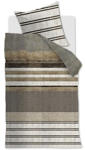 at Home Baumwoll-Bettw??sche-Garnitur Brave Farbe Schwarz-Weiss, Gr??? e 155x220+80x80 Streifen Stripes