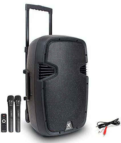 Vonyx SPJ-PA912 Portable PA System 500W 12 Bluetooth Battery Powered Speaker Set with Wireless Microphones, MP3 USB/SD Player & AUX for Karaoke DJ Events Performances