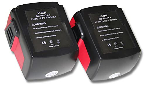 vhbw 2X Batterie Compatible avec Hilti SIW 144-A CPC Impact Wrench Outil électrique (4000 mAh, Li-ION, 14,4 V)
