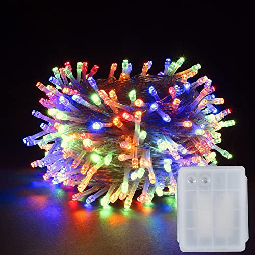 YOSION LED Batterie Lichterkette Kette Batteriebetrieben Leuchte Beleuchtung für Weihnachtsbaum, Garten, Party Innen und Außen Dekoration (Bunt, 200 LEDs)