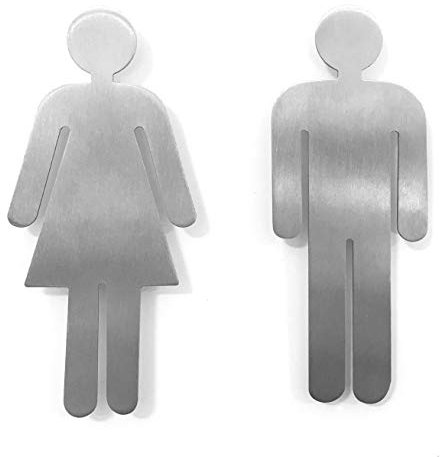 YdoG Toilettenschild, WC- Schild - 2er Set Damen und Herren - Höhe 11cm – Rostfreier Edelstahl gebürstet mit Selbstklebefolie für Bad, Hotel, Schul- und Restaurants