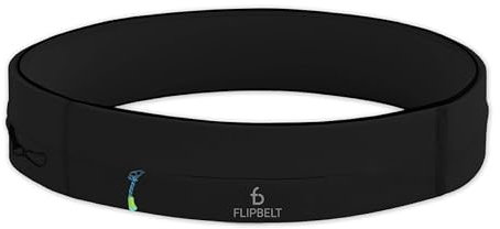 FlipBelt Zipper - Laufgürtel für Handy & kleines Zubehör - Sport-Bauchtasche für Damen und Herren - XXS - Schwarz