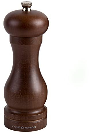 Cole & Mason HB0645P Capstan Wood Salt Grinder Wooden Pepper Mill, Beech, Dark Brown