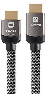 Monoprice 4K Hochgeschwindigkeits-HDMI-Kabel, geflochten, 4K @ 60Hz, 18 Gbit/s, HDR, CL3 In-Wall bewertet, 15,2 m, Grau