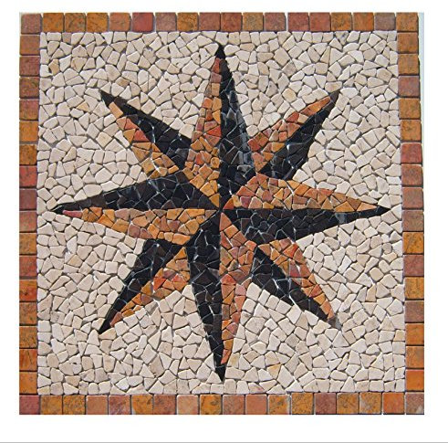 RO-006 90 x 90 cm Marmor Rosone mediterran Einleger Mosaikfliesen Bild Dekoration Stein-Mosaik Fliesen Lager Verkauf Herne NRW