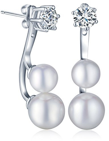 Yumilok 925 Sterling Silber Zirkonia Perlen Ohrhänger Ohrstecker Front-Back-Ohrringe Hypoallergen Ohrschmuck für Damen Frauen Mädchen