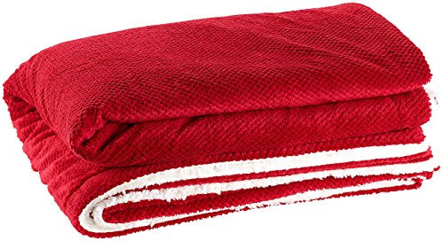 Wilson Gabor Kuscheldecken: Luxus-Tagesdecke, Noppenstrick-Design, Lammfell-Webpelz, 200 x 150 cm (Microfaser Decke, Flausch Decke, Mikrofaser)