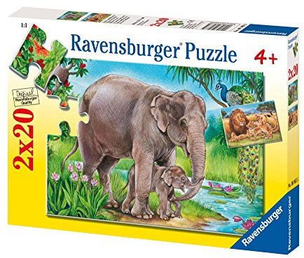 Ravensburger 08963 - Löwen und Elefanten, 2 x 20 Teile Puzzle