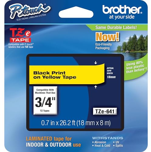 Brother TZe 641 - Laminated tape - black on yellow - Roll (1.8 cm x 8 m) - 1 roll(s)