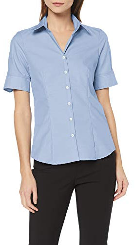 Seidensticker Damen City Kurzarm Regular Fit Uni Bügelfrei Hemdbluse, Hellblau, 54 EU