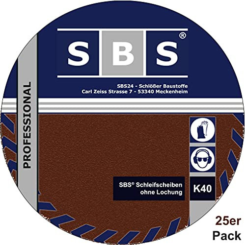 25 Stück | SBS® Schleifscheiben | Schleifpapier | Ø 225 mm | Korn 40 | weitere Körnungen auswählbar